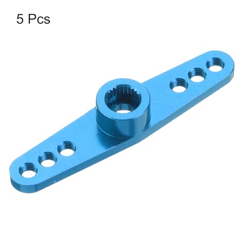 MECCANIXITY 5 Pcs Aluminum Servo Horn 25T 25 Teeth Servo Horn Steering Double Arms 47mm Length Pale Blue for DIY RC Car/Boat/Airplanes Boat Model - color: Pale Blue
