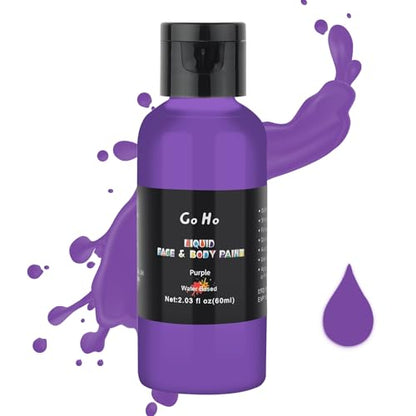 Go Ho Makeup Purple Body Paint(2.1 oz),Water Based Purple Face Paint and Body Paint for Airbrush Makeup Special FX, Cosplay, and Halloween Make up - color: Purple