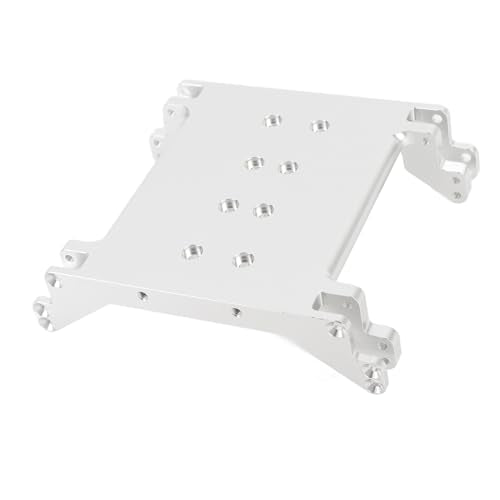 Generic Aluminum Alloy RC Car Chassis Skid Plate, Lightweight Low Center of Gravity Multiple Holes for Double Arms, with Adjustable Fit for RR10 1/10 RC Car (Silver)