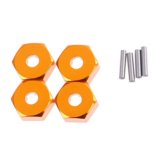 kingsea RC Front & Rear Aluminum Wheel Hubs Hex Driver Adapter 12 mm Upgrade 7154 Compatible with Traxxas 4x4 Slash E-Revo Summit 1/16 Truck Car - color: Orange