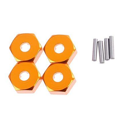 kingsea RC Front & Rear Aluminum Wheel Hubs Hex Driver Adapter 12 mm Upgrade 7154 Compatible with Traxxas 4x4 Slash E-Revo Summit 1/16 Truck Car - color: Orange