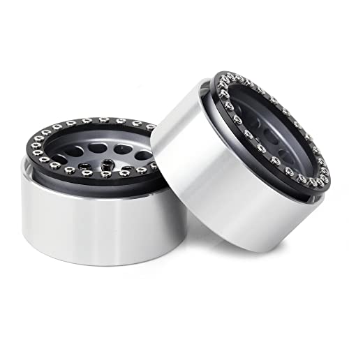INJORA 1.9 Aluminum Beadlock Wheel Rim for 1:10 RC Crawler (Black&Gray) - color: Black&Gray