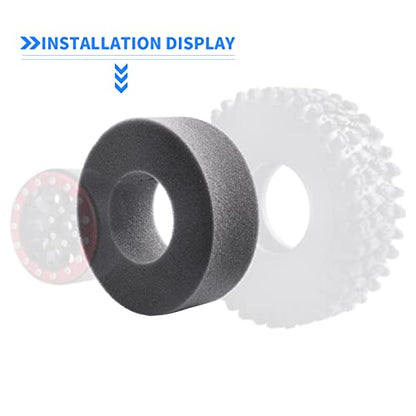 RC Tires Foams, Outer Diameter 4.33 inch / 110mm, Inner 2.0 inch/50mm, Width 1.5 inch /38mm for 1.9 Crawler Tires fit Rock Crawling Cars
