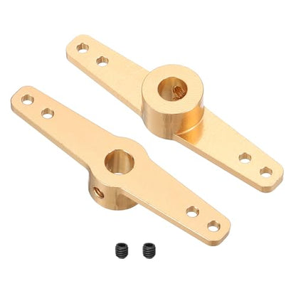 MECCANIXITY Steering Servo Arm, Double Aluminum Steering Arm Servo Horn 5.1mm for RC Model Car Robot Boat Airplane Pack of 2 (Gold)