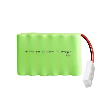 7.2V NI-MH RC Battery Pack 2400mAh AA Rechargeable Replacement Battery Cell KET/2P Connector for RC Car Truck,Drone,RC Boat DIY