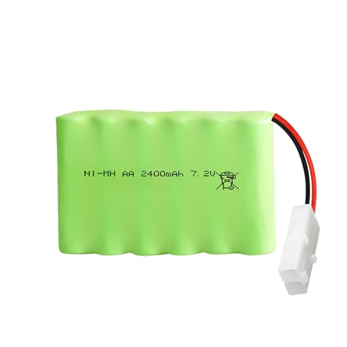 7.2V NI-MH RC Battery Pack 2400mAh AA Rechargeable Replacement Battery Cell KET/2P Connector for RC Car Truck,Drone,RC Boat DIY