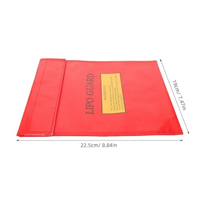 Explosion Proof Lipo Battery Bag - Fire Retardant Lithium Battery Safety Pouch for Charging and Storage - Protective Lipo Storage Guard with Sticky Band Red - size: 22.50X19.00X0.25CM