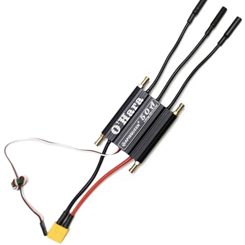 O'Hara 50A 2-6S LiPo ESC Waterproof Brushless Electronic Speed Controller with BEC and XT60 4.0mm Banana Head Connector for RC Boats Model Ship - size: 50A ESC