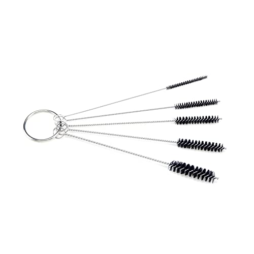 Antrader 15Pcs 4 Inch Nylon Tube Cleaning Brushes Set, Multi-Size Diameter | Flexible Bristle Pipe Cleaners with Keyring,Multi Size Combination, Universal For Carburetor/Tube/Straw