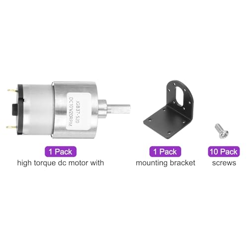 DMiotech Micro DC 12V 10RPM Geared Motor with Bracket Gear Reduction Motors 37mm Diameter Gearbox Micro Speed Reduction for RC Car, Robot Model, DIY Toys - style: 10RPM