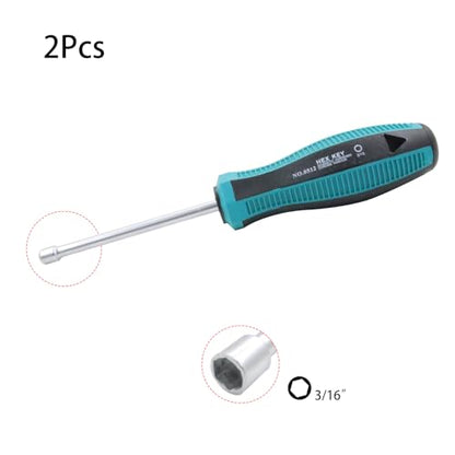 3/16 Inch Non-Magnetic Tip Six Point Hex Nut Driver with 3.7-Inch Round Shaft, Non-Slip Cushion-Grip Handle 2pcs - size: 3/16inch