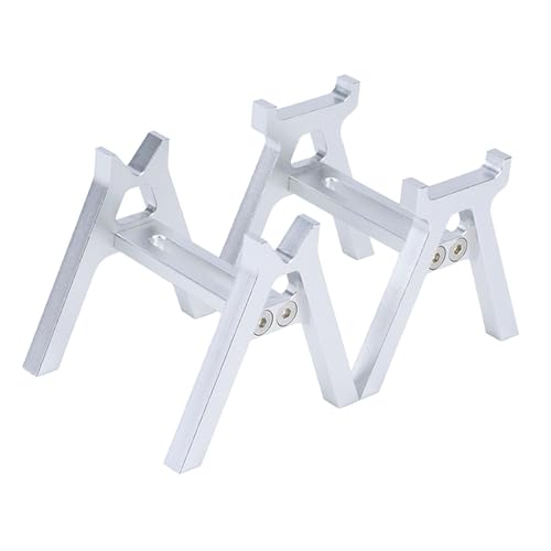 harayaa 2 Pieces RC Car Stand RC Repair Work Station Model Support Simulation Upgrade Compact Aluminum Alloy Suitable for Display Maintenance, Silver - color: Silver