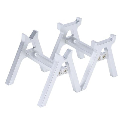 harayaa 2 Pieces RC Car Stand RC Repair Work Station Model Support Simulation Upgrade Compact Aluminum Alloy Suitable for Display Maintenance, Silver - color: Silver