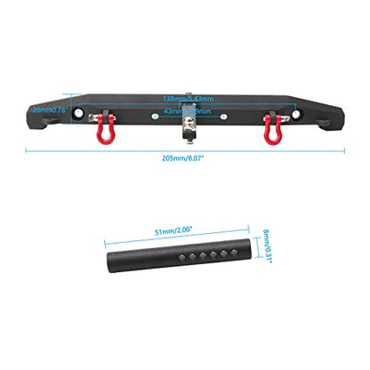 RC Crawler Bumper 1/10 RC Metal Rear Bumper W/LED Lights Tow Shackles Trailer Hitch for TRX-4 SCX10 II 90046 Crawler Truck - style: Rear Bumper