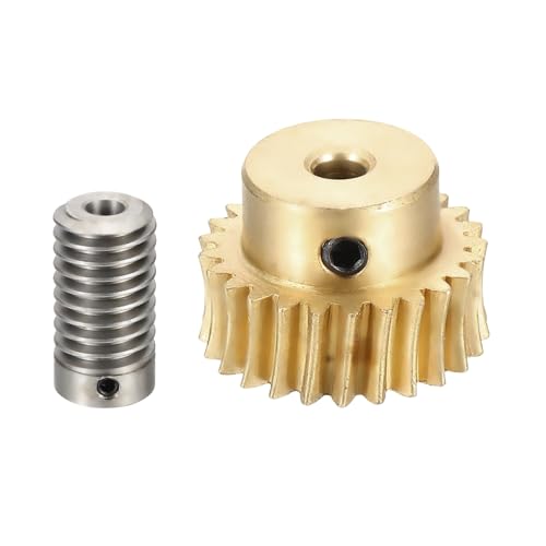 uxcell Worm Gear Set 25T 0.8 Module 1:25 Reduction Rate, Right Rotation Drive Gear Box Wheel Reduce Transmission Part (Brass Gear-4mm Bore, 1045 Steel Rod 6mm Bore) - size: Gear-4mm, Rod-6mm Bore, style: 0.8M-25T