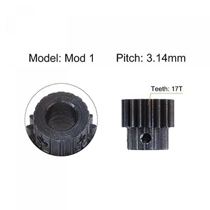 uxcell 1Mod 17T Pinion Gear 8mm Bore Hardened Steel Motor Rack Spur Gear with Step for RC Car Truck Buggy Gear Drive, 2 Set