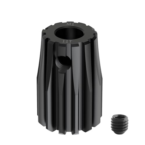 Pinion Motor Gear, M1 11T, 3/16 in (5mm) Shaft Hole | M1 Pitch 11 Teeth, 1045 Hardened Carbon Steel, 3/16 Inch Shaft Hole, RC Motor Pinion Upgrade, for 1/10 RC Brushless Crawler - size: M1 11T