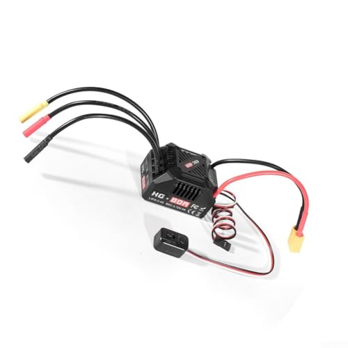 HG-80A 80A Sensorless Brushless ESC Waterproof Dustproof Design with Adjustable Brake and Throttle Settings for 1/10 Scale RC Buggy Truck On-Road Off-Road Models(B) - size: size:b
