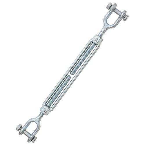 1/2" Jaw Jaw Turnbuckle Galvanized Jaw and Jaw Turnbuckle, Jaw Jaw Closed Body Marine Turnbuckle Jaw, 3500lbs Working Load Limit, Durable for Wire Rope Cable (1/2" x 6") - style: Jaw & Jaw-1/2 x 6
