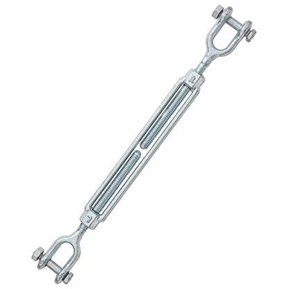 1/2" Jaw Jaw Turnbuckle Galvanized Jaw and Jaw Turnbuckle, Jaw Jaw Closed Body Marine Turnbuckle Jaw, 3500lbs Working Load Limit, Durable for Wire Rope Cable (1/2" x 6") - style: Jaw & Jaw-1/2 x 6