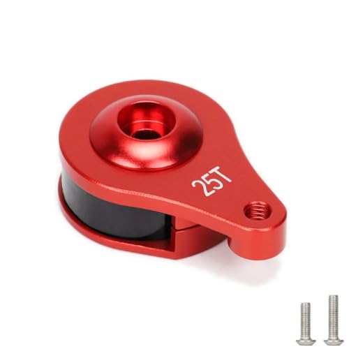 2 Sets Aluminum 25T Servo Saver 1 Hole Adjustable Hi-Torque Servo Horn for 1/10 SCX10 Capra TRX4 TRX6 RC Car Crawler Boat Parts (Red) - color: Red