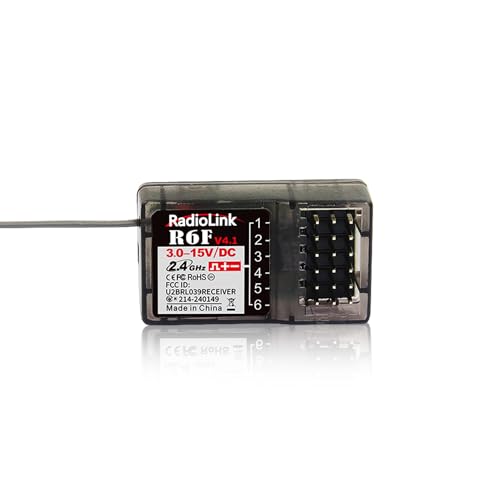 Radiolink R6F (No Gyro) 6 Channels RC Receiver Long Range for Car Crawler | Bind for 2.4Ghz Surface Remote Controller RC6GS V2/RC4GS V2/RC4GS V3/RC6GS V3/RC8X/T12D/T16D/T8S/T8FB RC8P