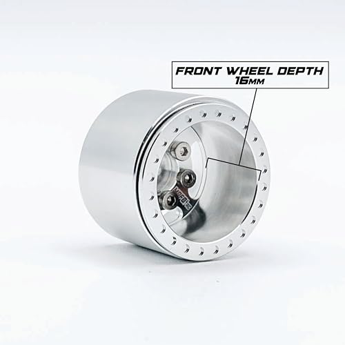 Mofo Rc 1UP Wheels 1.0" Island Ultra Wide Premium Wheels | Polished Silver | for Axial SCX24, AX24, Traxxas TRX4-M, Redcat Ascent-18, FMS FCX18, 7mm Hex Vehicles - Aluminum Beadlock Wheels - color: Polished Silver