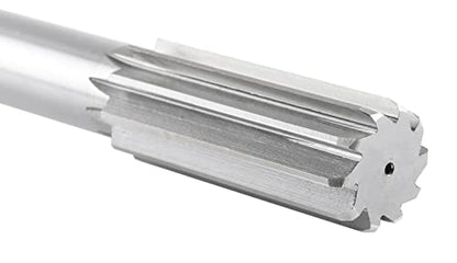 Accusize Industrial Tools 1-1/8'' H.S.S. M2 Straight Shank Straight Flute Chucking Reamer, Flute Length 2-7/8'', Oal 11'', 10 Flute, 5015-0305 | 1-1/8" HSS M2 Straight Shank Straight Flute Chucking Reamer, Flt Len 2-7/8", OAL 11", Right Hand Cut, 10 Flute