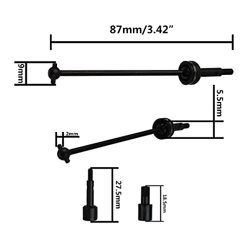ShareGoo Metal 144001 CVD Drive Shaft Differential Cup Wheel Axle Stub Wheel Shaft Cup Compatible with WLtoys 144001 1/14 RC Car (Black) - color: Black