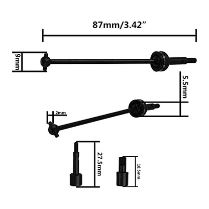 ShareGoo Metal 144001 CVD Drive Shaft Differential Cup Wheel Axle Stub Wheel Shaft Cup Compatible with WLtoys 144001 1/14 RC Car (Black) - color: Black