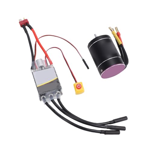 Drfeify RC Brushless Motor ESC Combo, 6400KV 75A with 2-3S LiPo Battery Protection for 1/10 1/8 Scale RC Cars Boats