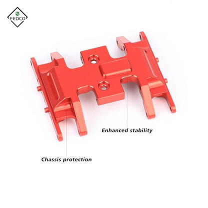 SCX24 Skid Plate Transmission Mount Chassis Heavy Counterweight Gearbox Mount for Axial SCX24 Upgrade Parts 1/24 RC Crawler - color: Red