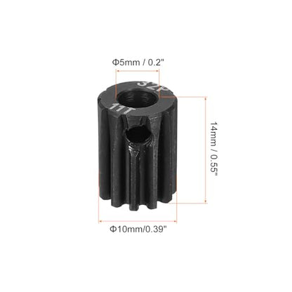 MECCANIXITY RC 32P Hardened Pinion Gear 5mm Shaft, 11T Motor Gears Carbon Steel for 1/10 RC Model Car Boat Drone - style: 11T