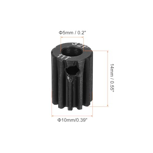 MECCANIXITY RC 32P Hardened Pinion Gear 5mm Shaft, 11T Motor Gears Carbon Steel for 1/10 RC Model Car Boat Drone - style: 11T