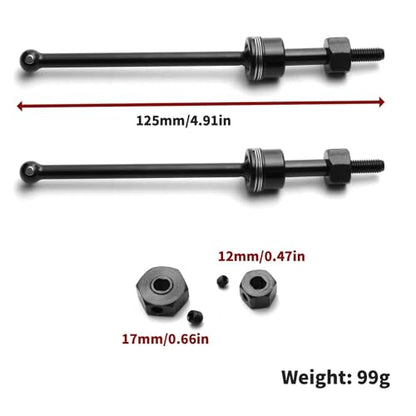 2PCS RC Universal Drive Shafts Accessories for 1/8 Losi LMT 4WD Solid AXLE Monster TRUCK-LOS04022