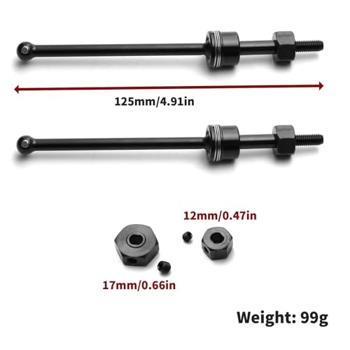2PCS RC Universal Drive Shafts Accessories for 1/8 Losi LMT 4WD Solid AXLE Monster TRUCK-LOS04022