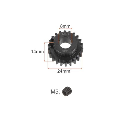 uxcell Mod 1 22T Pinion Gear 8mm Bore Hardened Steel Motor Rack Spur Gear for RC Car Truck Gear Drive