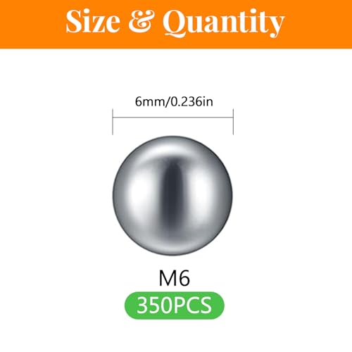 350 Pcs M6 Stainless Steel Bearing Balls, Metric Precision Bike Ball Bearings for Acrylic Paints, Nail Polish & Epoxy Resin, Durable Agitator Balls for Ball Bearings - size: M6-350Pcs