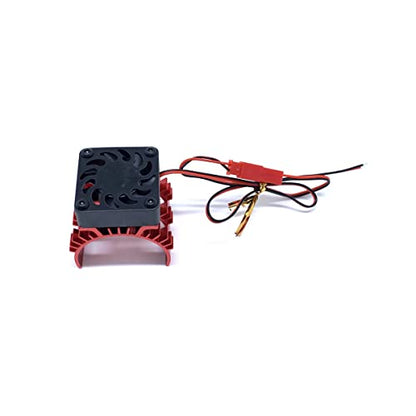 KingVal Replacement Aluminum Heatsink with Cooling Fan Rapid Cooling Compatible with 1/10 RC Car 540 3650 3660 3670 3674 Size Motor (Red) - color: Red