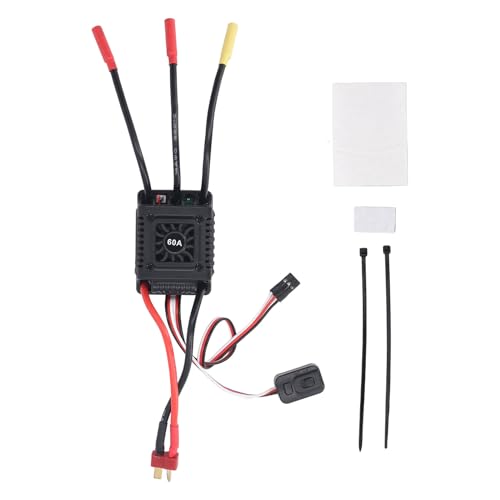 Brushless RC ESC Water Proof Electronic Speed Controller for 1/10 1/12 1/14 1/16 RC Cars, 2 to 3S Lipo Battery Compatible, High Performance, Easy Installation (60A)