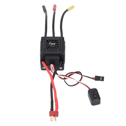 Brushless RC ESC Water Proof Electronic Speed Controller for 1/10 1/12 1/14 1/16 RC Cars, 2 to 3S Lipo Battery Compatible, High Performance, Easy Installation (45A)