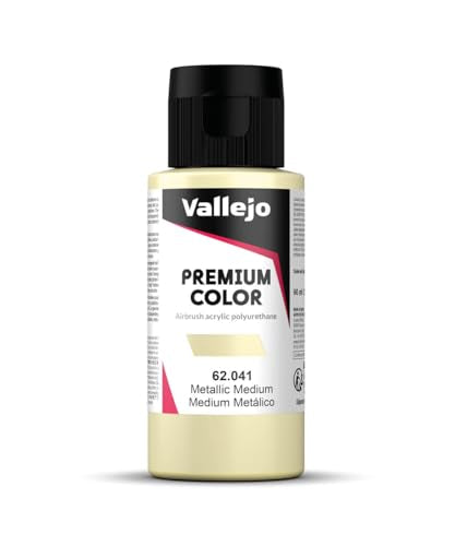 Vallejo - Premium Color RC Metallic Medium 2.02 Fl.Oz. (60 ml) for Airbrushing, Acrylic-Polyurethane Hybrid Resin of Great Resistance Paint for Model and Hobby Use - style: Metallic Medium