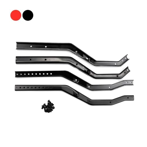 Wheelbase Adjustable Metal Chassis Frame Rail Set Compatible with 1/10 RC Crawler Upgrade Parts(Red) - color: Red