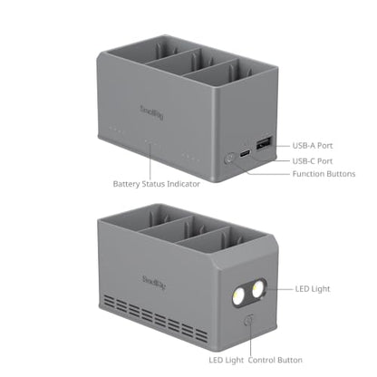 SmallRig 100W 3-Channel Battery Charger for DJI Mini5 Pro/ Mini4 Pro / Mini3 Pro/Mini 3 Intelligent Flight Batteries, Multiple Charging Modes, USB Output & Multi-Protection - 6502