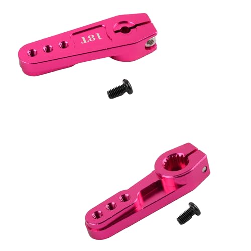 Aluminum Steering Servo Horn, Pink, 18T, 2 Pack, for 60KG 80KG 150KG Servo Motor, RC Car Truck Robot Boat Models, 3 Holes