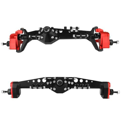 Full CNC Machined F9 Offset Portal Front Rear Axle with Adjustable Link Mount for 1/10 RC Crawler Capra Gmade R1 Rock Buggy LCG Cheater Rigs 1.9 UTB Shafty (red) - color: Red