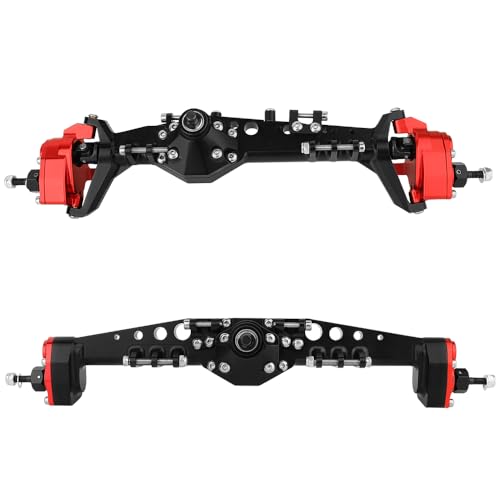 Full CNC Machined F9 Offset Portal Front Rear Axle with Adjustable Link Mount for 1/10 RC Crawler Capra Gmade R1 Rock Buggy LCG Cheater Rigs 1.9 UTB Shafty (red) - color: Red