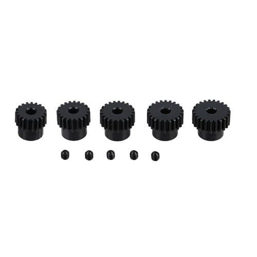 48P Hardened Steel Upgrade Pinion Gear Set: 19T 20T 21T 22T 23T fit 3.175mm (1/8-Inch) RC Motor Shaft (Work with Steel Spur Gear) for RC Cars, Set of 5