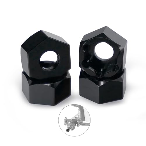 4Pcs 5mm to 7mm RC Wheel Hex Adapter, Aluminum Hex Hub Converter for 1/10 & 1/24 RC Crawler, CNC Machined Wheel Hub Adapter (Black) - color: Black
