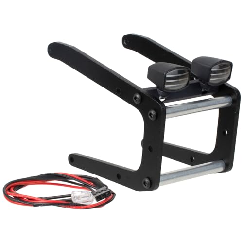 RC Car Aluminum Front Bumper w/Lighting for Tamiya Bullhead ClodBuster 4x4x4 Monster Truck Car Upgrade Parts (Black) - color: Black